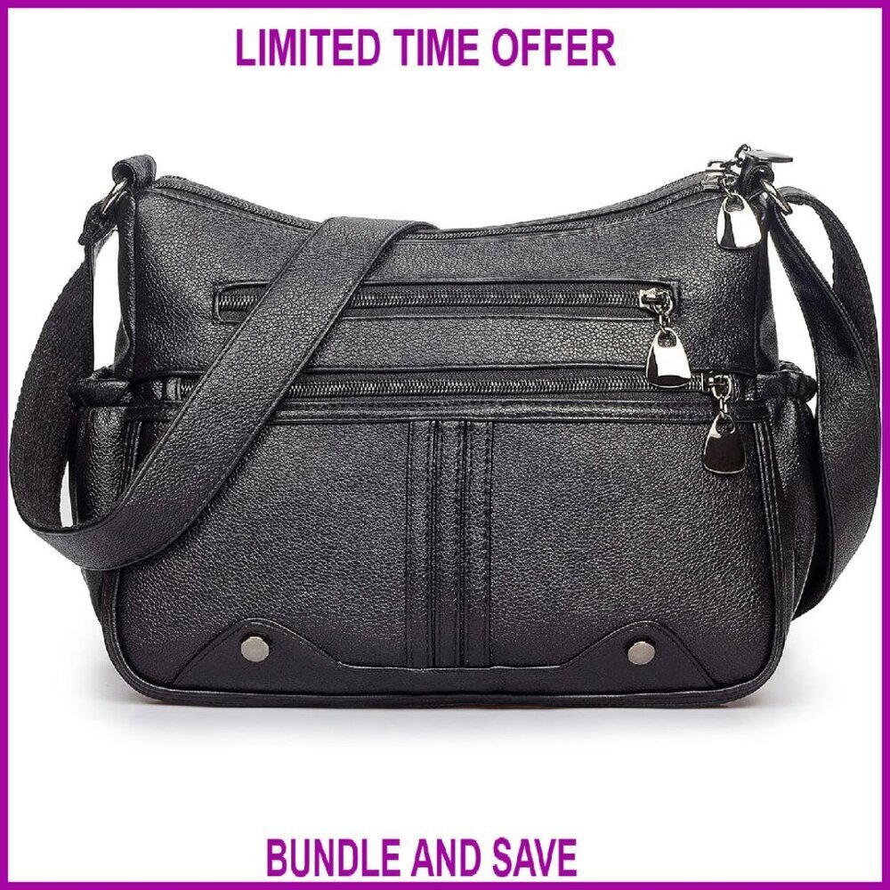 Medium Soft PU Leather Crossbody Tote with Multiple Pockets